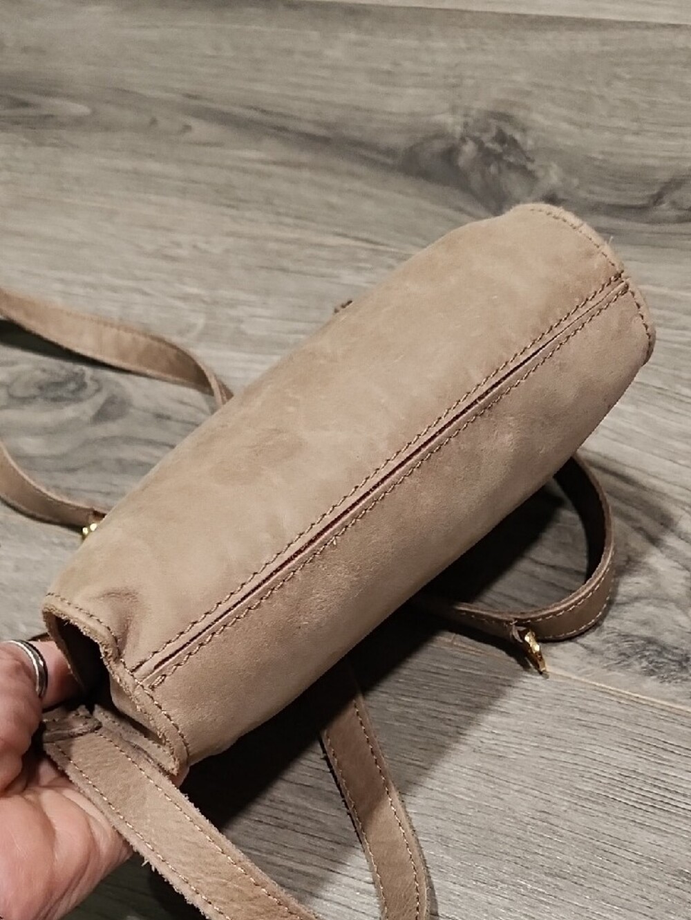 Hammitt Taupe Suede Crossbody with Gold Hardware - Picture 6 of 8
